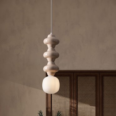 Nova Luce Clio - hanglamp - Ø 18 x 240 cm - geel en opaalglas