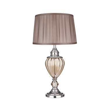 Searchlight Greyson - tafellamp - Ø 38 x 68 cm - chroom en bruin