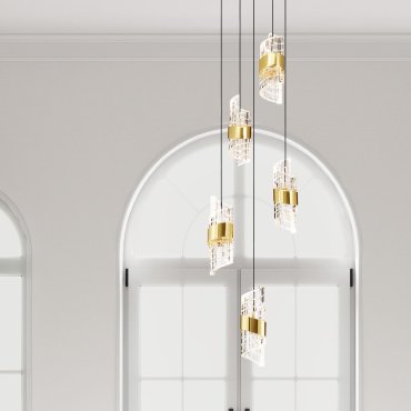 Nova Luce Seneca - hanglamp - Ø 30 x 150 cm - 41W LED incl. - goud en zwart