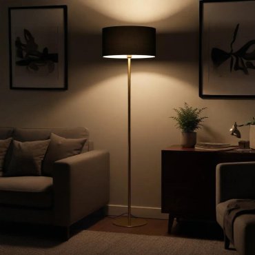 Nova Luce Sibnia - vloerlamp - Ø 45 x 164,8 cm - messing goud en zwart