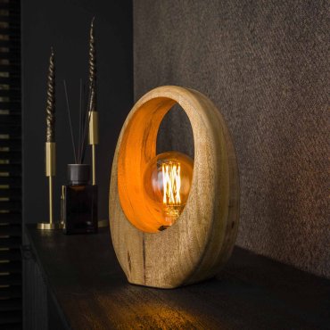 Vico Arch Wood - tafellamp - 20 x 13 x 30 cm - bruin