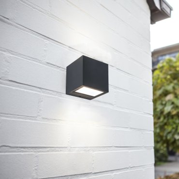 Lutec Gemini - buiten wandlamp - 8,8 x 8,5 x 8,6 cm - 9W LED incl. - IP54 - zwart