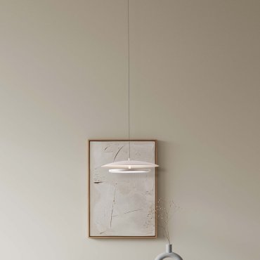 Nova Luce Olos - hanglamp - Ø 35 x 120 cm - 21W dimbare LED incl. - zandwit en chroom spiegel