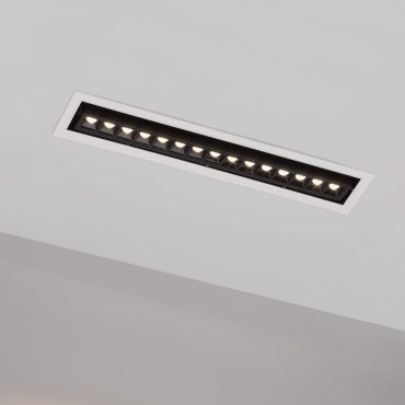 Nova Luce Cantia - inbouwspot - 46 x 8,2 cm - 443 x 72 mm inbouwmaat - 22,5W LED incl. - zwart - warm wit