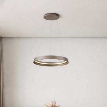 Nova Luce Ormi - hanglamp - Ø 45 x 150 cm - 38W dimbare LED incl. - champagnebruin