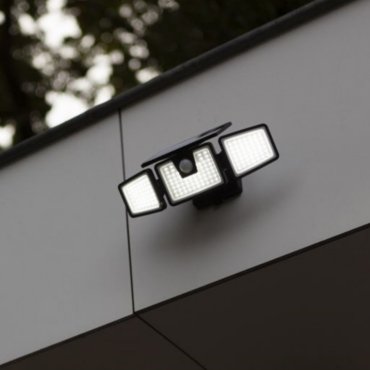 Lutec Briti - verstraler op zonne-energie met sensor - 26,7 x 8,3 x 12,75 cm - 6W LED incl. - IP44 - zwart