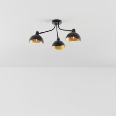 Nova Luce Geti - plafondlamp - Ø 15 x 12 cm - mat zwart en goud