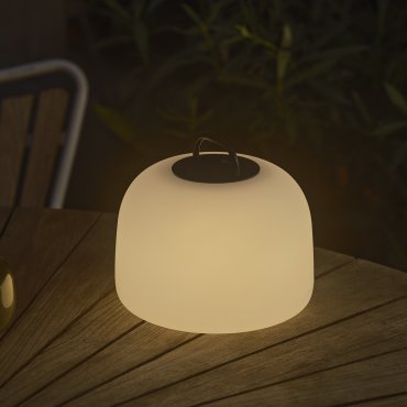 Nordlux Kettle To-Go 22 - oplaadbare tafellamp buiten - 22 x 19,6 cm - 4,8W LED incl. - IP65 - wit en zwart