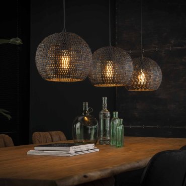 Vico Armor - hanglamp - 128 x 30 x 150 cm - zwart bruin