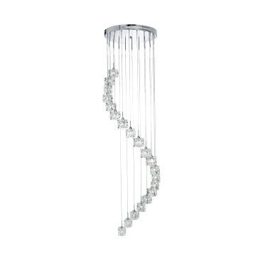 Searchlight Ice Cube - hanglamp - Ø 45 x 180 cm - 20 x 3W dimbare LED incl. - chroom