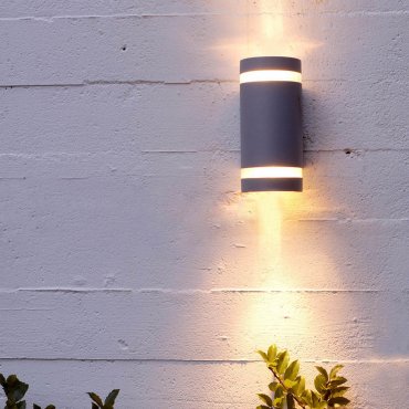 Lutec Focus - buiten wandlamp - 11 x 11 x 23 cm - IP44 - donkergrijs