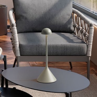 Nova Luce Dalt - oplaadbare tafellamp buiten - Ø 9,5 x 25 cm - 1W dimbare LED incl. - IP54 - olijfgroen