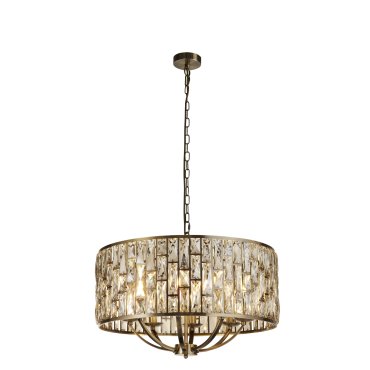 Searchlight Bijou - hanglamp - Ø 64 x 150 cm - antiek messing en champagne