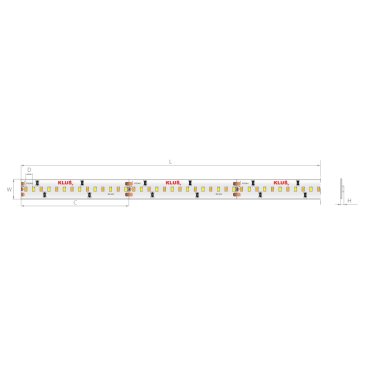 KLUS LED strip - 1,0 cm breed, 500cm lengte - 24Vdc - dim to warm - 14,4W LED per meter - 252 LEDs per meter - IP20 - 2700-5000K