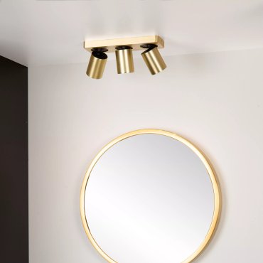 Lucide Nigel - opbouwspot - 30 x 10 x 11,5 cm - 3 x 5W dimbare LED incl. - dim to warm - goud