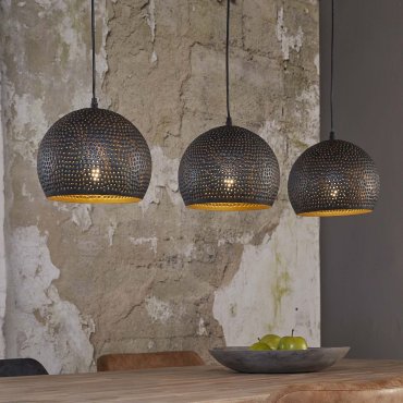 Vico Perforated - hanglamp 3L - 110 x 25 x 150 cm - zwart bruin