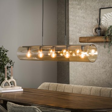 Vico Tube Amber Glass - hanglamp - 120 x 20 x 150 cm - zwart