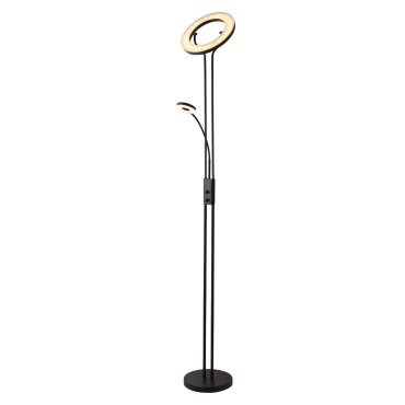 Searchlight Mother &amp; Child - staanlamp met leeslamp - Ø28 x 193 cm - 25,5W + 5W dimbare LED incl. - mat zwart