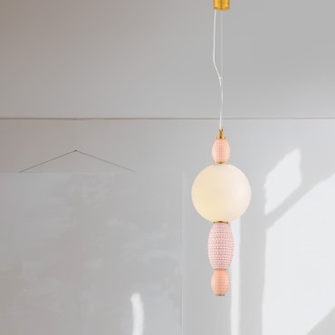 Nova Luce Obrie - hanglamp - Ø 20 x 180 cm - 12W LED incl. - messing goud, oranje en roze