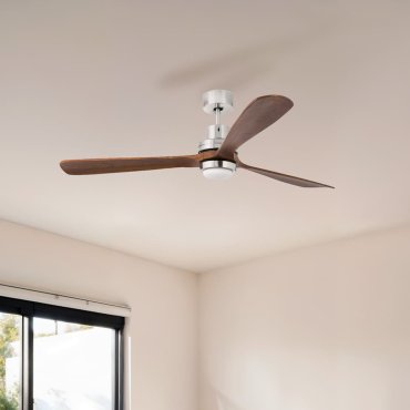 Faro Lantau XL - plafondventilator met licht - Ø 168 cm - mat nikkel en walnoot
