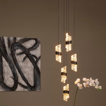 Lucide Kligande - hanglamp - Ø 30 x 150 cm - 5 x 7,8W LED incl. - zwart