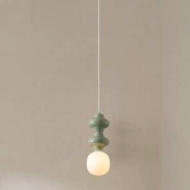 Nova Luce Clio - hanglamp - Ø 18 x 215 cm - groen, wit en opaalglas