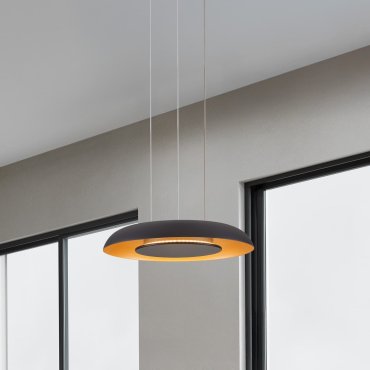Nova Luce Epos - hanglamp - Ø 40 x 145 cm - 24W dimbare LED incl. - zandzwart en geborsteld goud