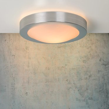 Lucide Fresh - plafondverlichting - Ø 27 x 9 cm - IP44 - geborsteld aluminium