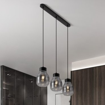 Nova Luce Blacu - hanglamp - 75 x 120 x 15 cm - rokerig verloop en zwart