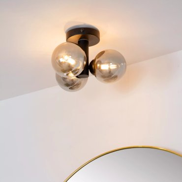 Lucide Trudy - planfondlamp - Ø 30 x 18 cm - IP44 - zwart