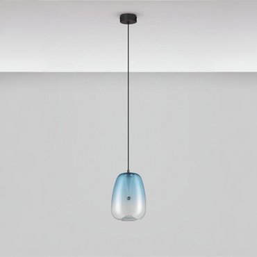 Nova Luce Oblo - hanglamp - Ø 16 x 227 cm - 3W LED incl. - blauw en mat zwart