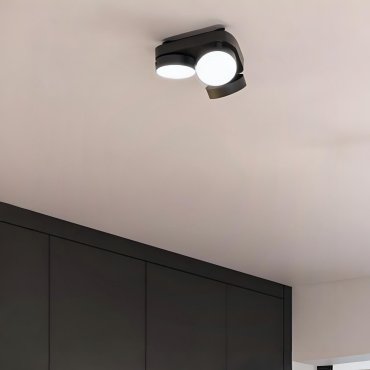 Lutec Stanos - opbouwspot - slimme verlichting - Lutec Connect - Ø10 x 5,5 cm - 6,8W LED incl. - dimfunctie via app - 2700K-6500K - zwart