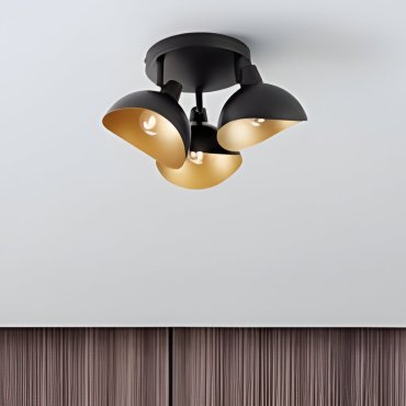 Nova Luce Geti - plafondlamp - Ø 18 x 12 cm - mat zwart en goud
