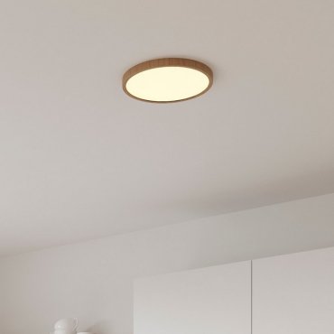 Nordlux Oja - plafondverlichting - Ø 29,4 x 2,3 cm - 3 stappen Moodmaker SceneSelect functie (2700K) - 18W LED incl. - 2700K - houtfolie