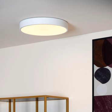 Lucide Unar - plafondverlichting - Ø 39,50 x 5 cm - 24W dimbare LED incl. -  3 stappen dimmer - wit