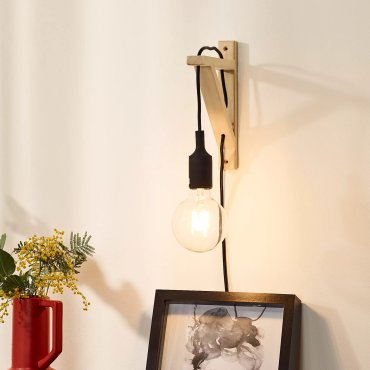 Lucide Fix - wandlamp met schakelaar op kabel - 3,2 x 19 x 22 cm - zwart