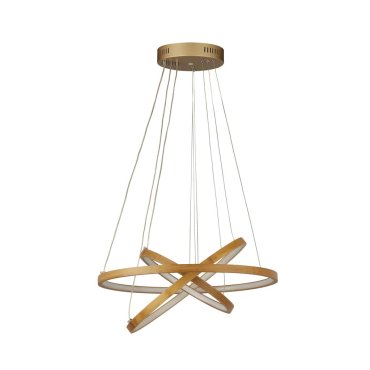 Searchlight Eternity - hanglamp - Ø 50 x 125 cm - 35W LED incl. - goud en lichtbruin