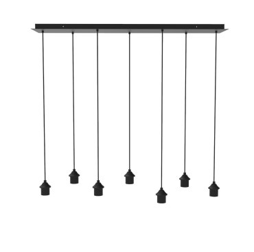 Artdelight - hanglamp 7L excl. lampenkappen - 120 x 30 x 150 cm - zwart