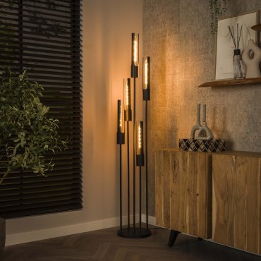 Vico Tube - vloerlamp - 176 cm - zwart