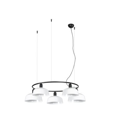 Faro Tatawin M - hanglamp - Ø 96,6 x 100 x 210 cm - satijnzwart en glanswit