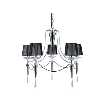 Searchlight Duchess - luster - Ø 53 x 100 cm - zwart en chroom