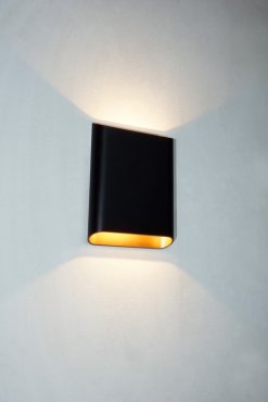 Artdelight Diaz Large - wandverlichting - 4 x 14,5 x 20 cm - 2 x 6W LED incl. - IP65 - zwart met goud