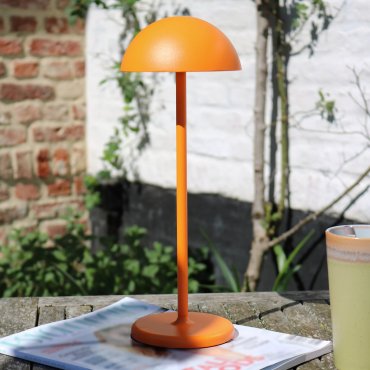 Lucide Joy - oplaadbare tafellamp - Ø 12 x 32 cm - 1,5W dimbare LED incl. - IP54 - oranje