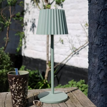 Lucide Justine - draadloze buiten tafellamp met laadstation - Ø 13,5 x 38 cm - 2W dimbare LED incl. - IP54 - groen