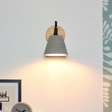 Lucide Possio - wandverlichting - 15 x 21 x 18 cm - taupe, hout