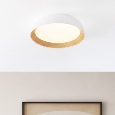 Nova Luce Sigi - plafondlamp - Ø 45 x 10 cm - 40W dimbare LED incl. - zandwit en hout