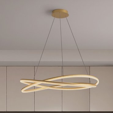 Nova Luce Ofelia - hanglamp met afstandsbediening - Ø 95 x 150 cm - 68W dimbare LED incl. - messing goud