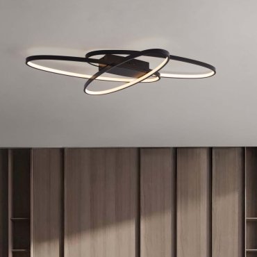 Nova Luce Ipon - plafondlamp - Ø 85 x 7 cm - 47W dimbare LED incl. - mat zwart