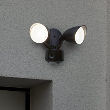 Lutec Draco - buiten wandverlichting met bewegingsmelder en camera - 23,4 x 15,8 x 19 cm - 19W LED incl. - IP44 - zwart