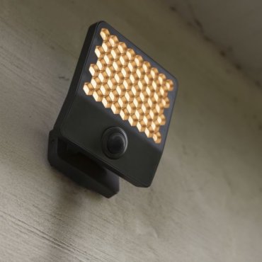 Lutec Atlantis - verstraler met sensor - 22,2 x 20,1 x 12,4 cm - 24W LED incl. - 4000K - IP54 - donker grijs